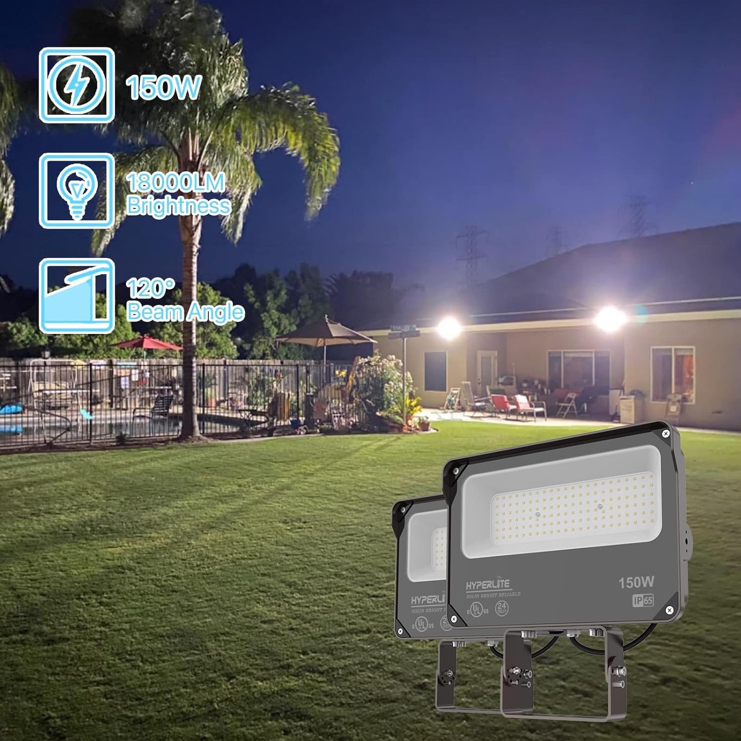 HYPERLITE flood light tested in rain to show weatherproof reliability