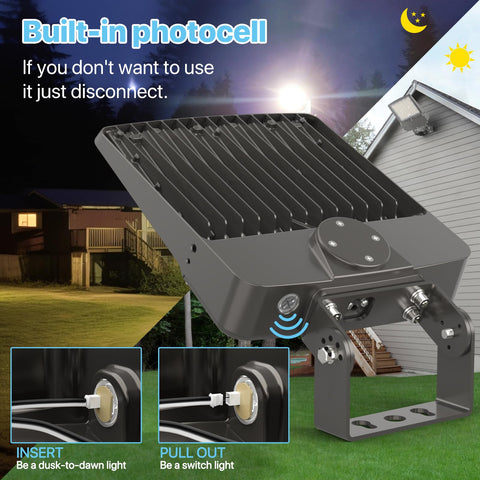 HyperLITE parking-lot-light adjustable-trunnion enables 0-180 degree lighting control.