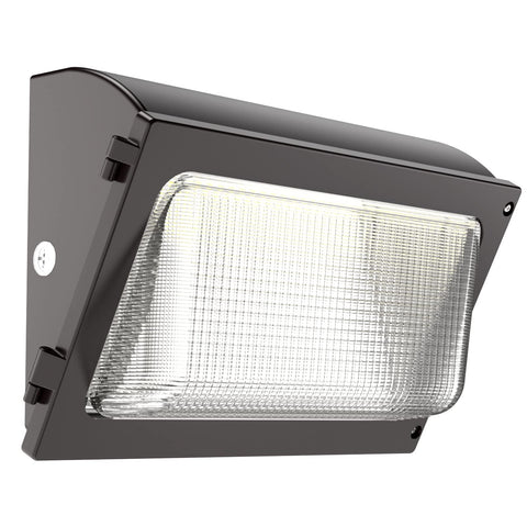 HYPERLITE 120W wall pack with glass lens for glare-free outdoor lighting