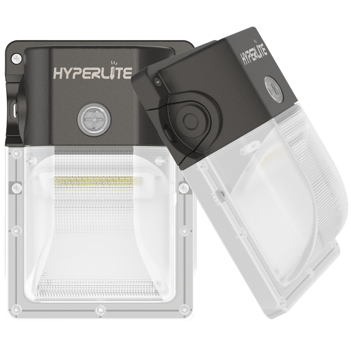 HYPERLITE LED wall-pack front view with 3600lm brightness for clear entry lighting.