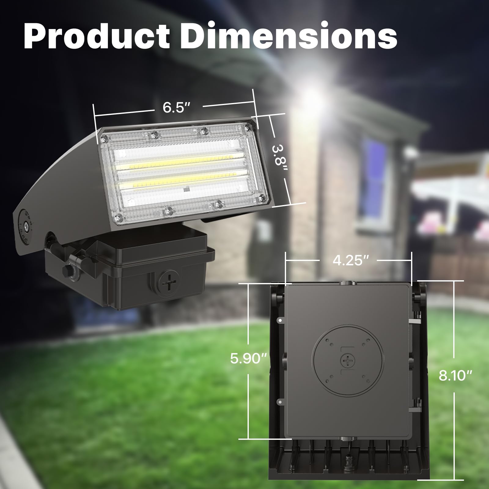 Hyperlite LED Wall Pack Light IP65 weatherproof exterior for rain and snow resilience.