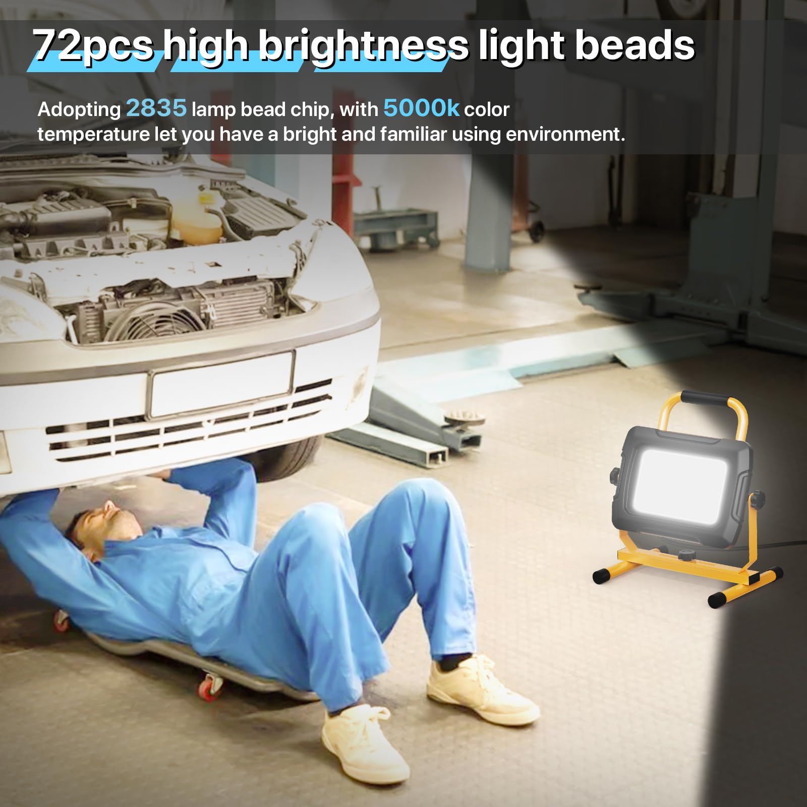 Hyperlite LED work light with 360-degree rotation for flexible task lighting.