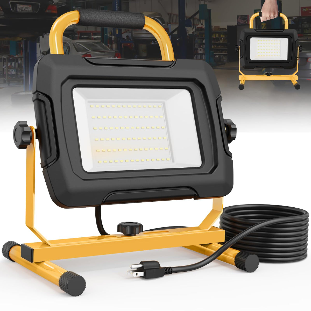 Hyperlite LED work light 5000lm lighting large areas with energy-efficient brightness.