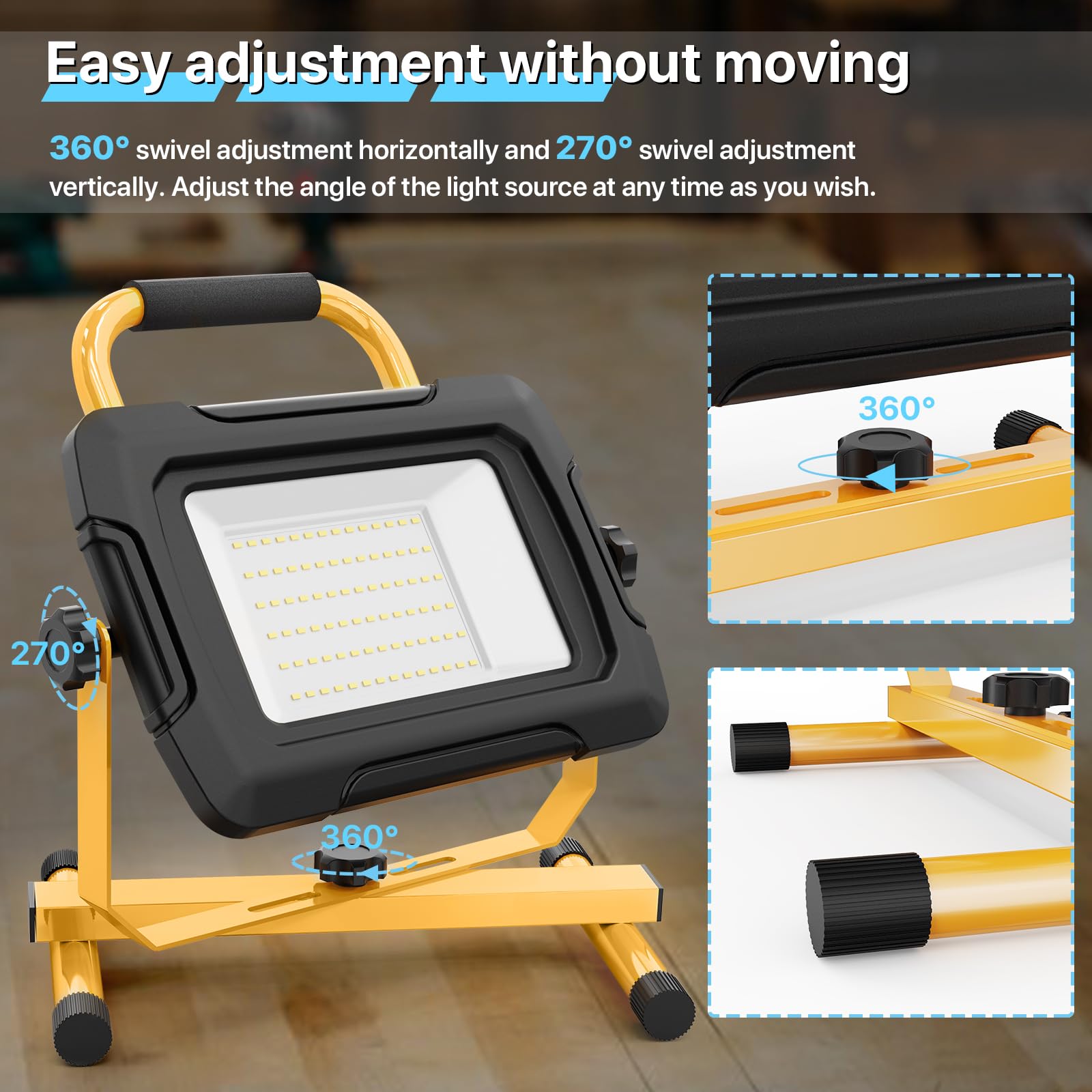 Hyperlite work light with 6.6 ft cord for extended reach on sites.