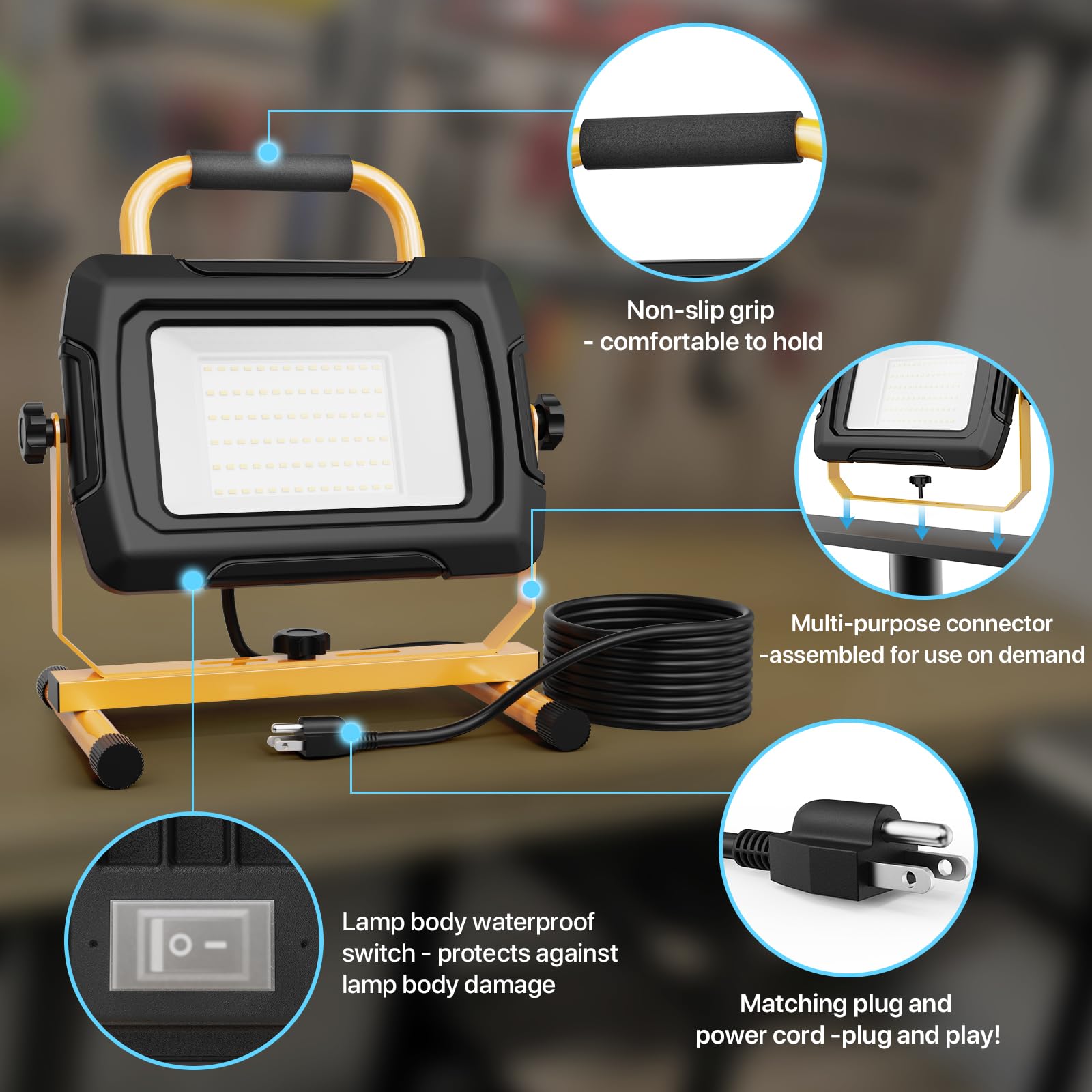 Hyperlite work light with durable die-cast aluminum housing and heat dispersion.