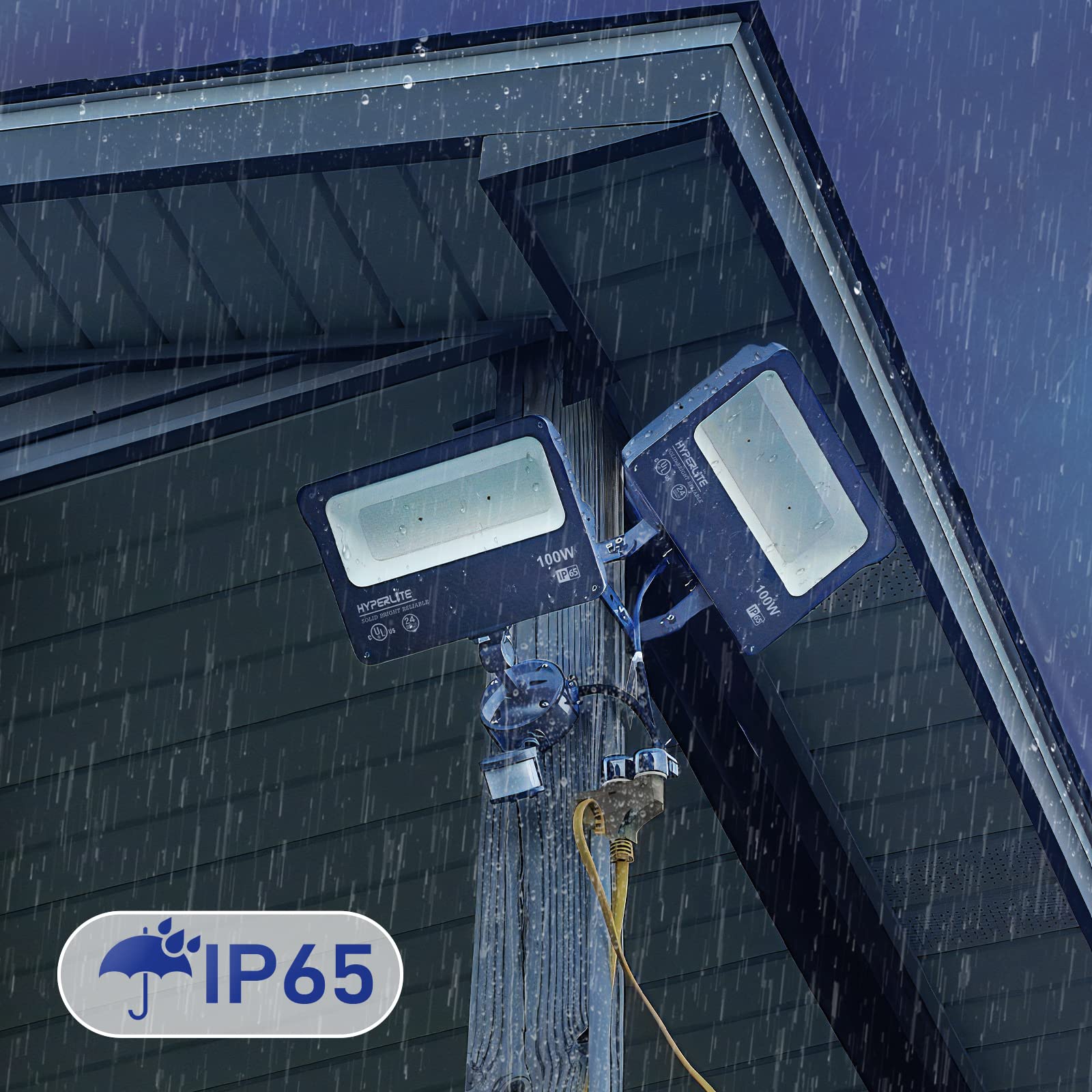 HyperLite outdoor flood light ready for yard, garden, and playground lighting
