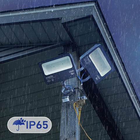 HyperLite outdoor flood light ready for yard, garden, and playground lighting