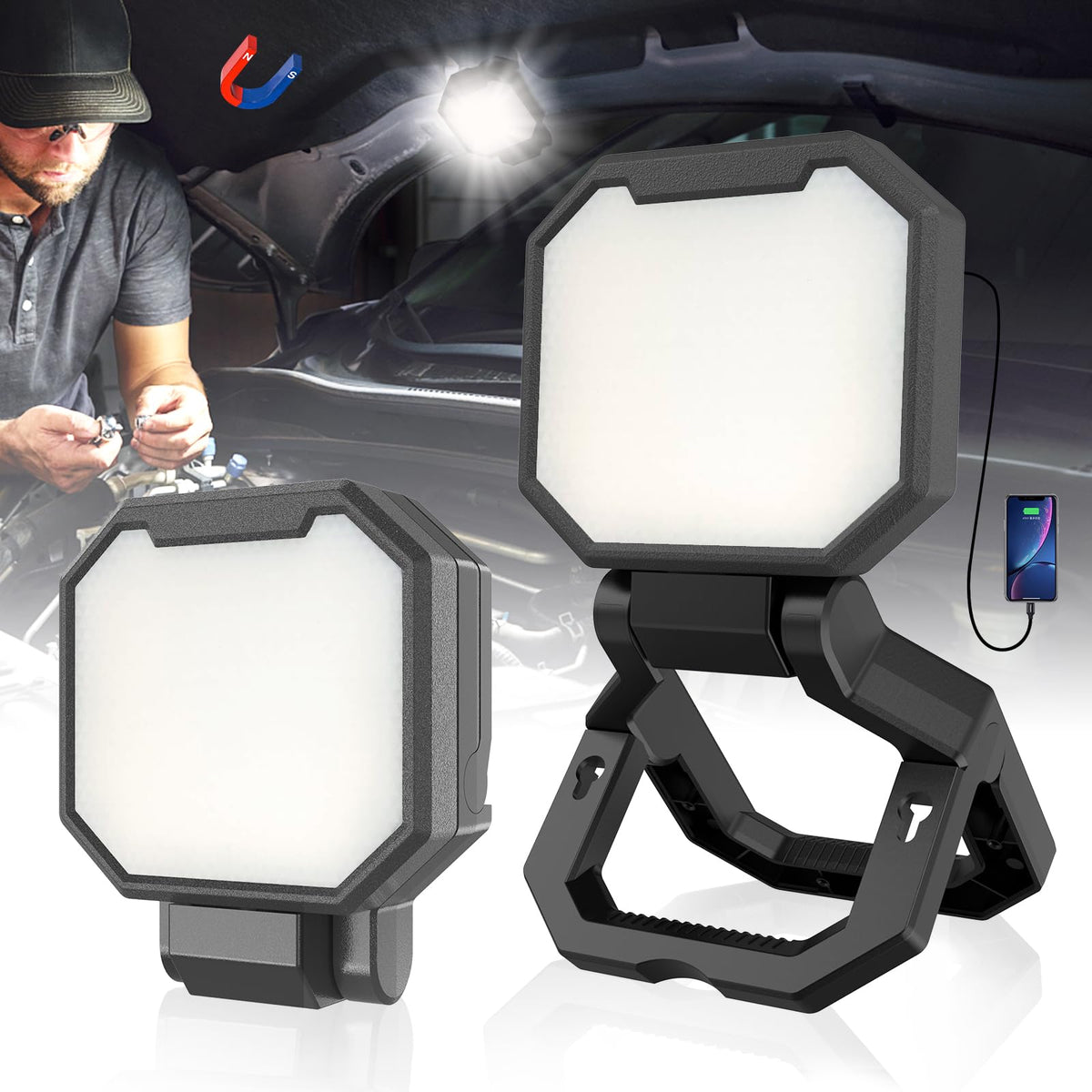HYPERLITE two-pack work light front view for bright, portable illumination.