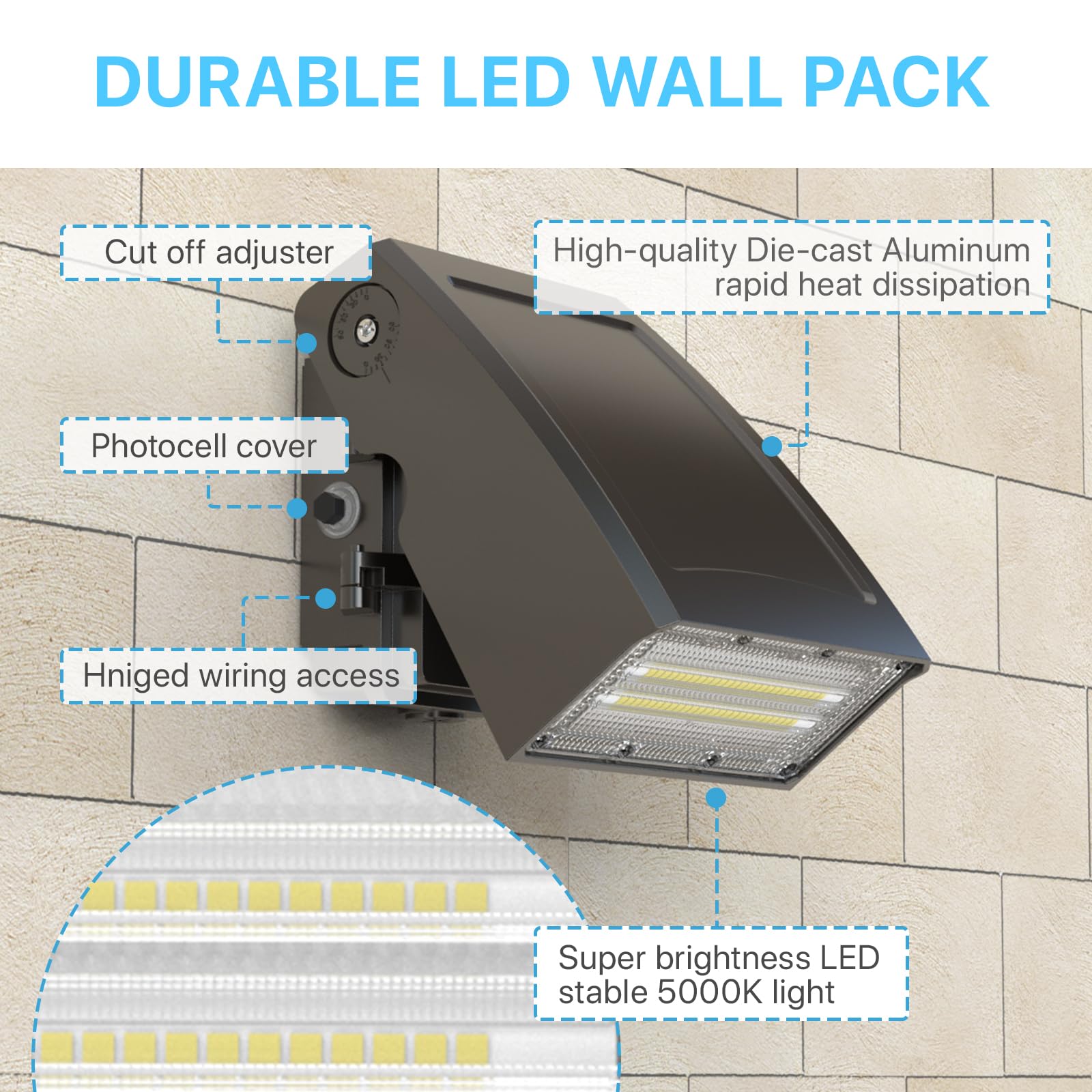 HYPERLITE 0-90° adjustable head directs light where you need it.