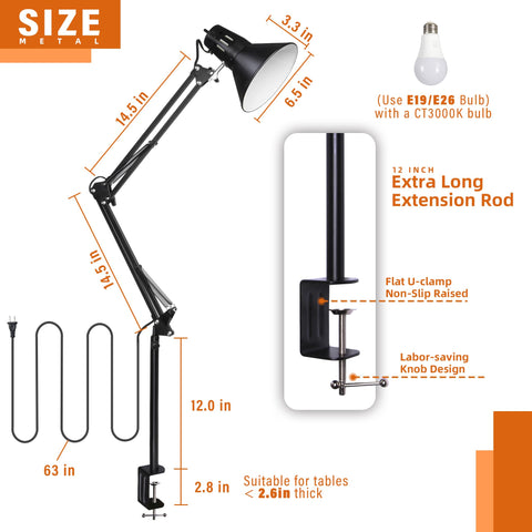 Hypool lamp with clamp base saves desk space while providing solid attachment
