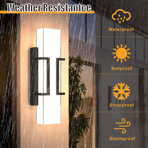 Hyunbae black metal finish exterior sconce boosts modern curb appeal with weatherproof durability.