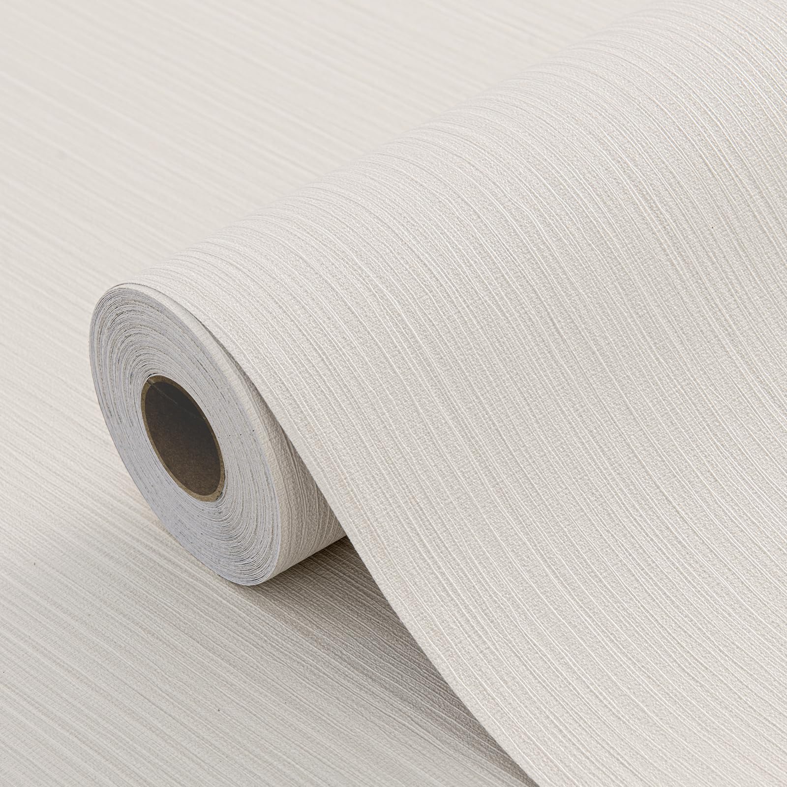 hyunhome beige grasscloth roll close-up showing textured, self-adhesive surface for easy install.