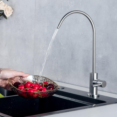 Hyvesan RO faucet with brushed nickel finish, wobble-proof base for stable mounting.