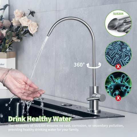 Hyvesan SUS304 stainless steel RO faucet design resists fingerprints and water spots.