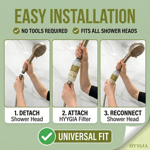 HYYGIA Fragrance-free filtration supports a neutral shower experience for sensitive users.