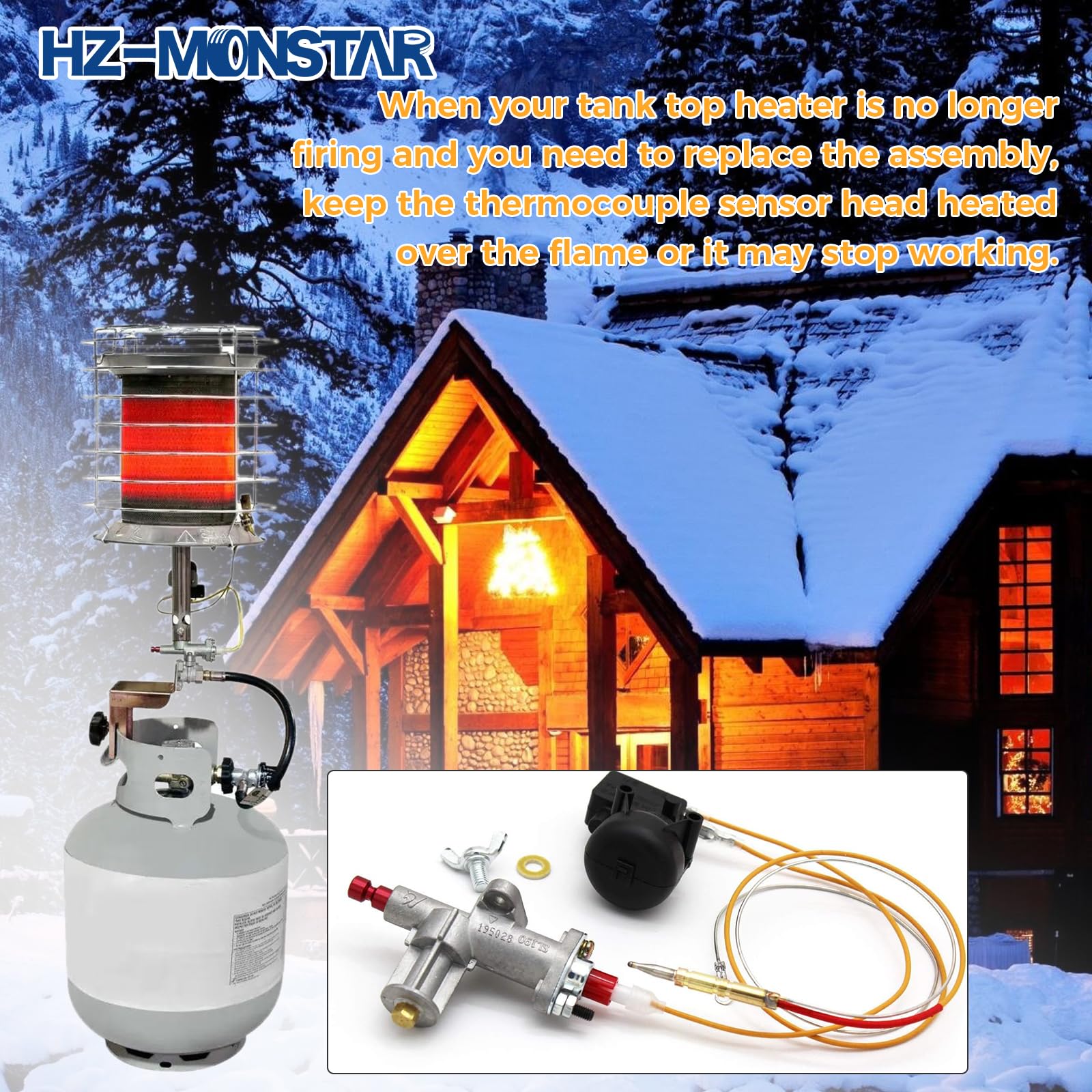 HZ-MONSTAR assembled kit installed on a propane tank top heater