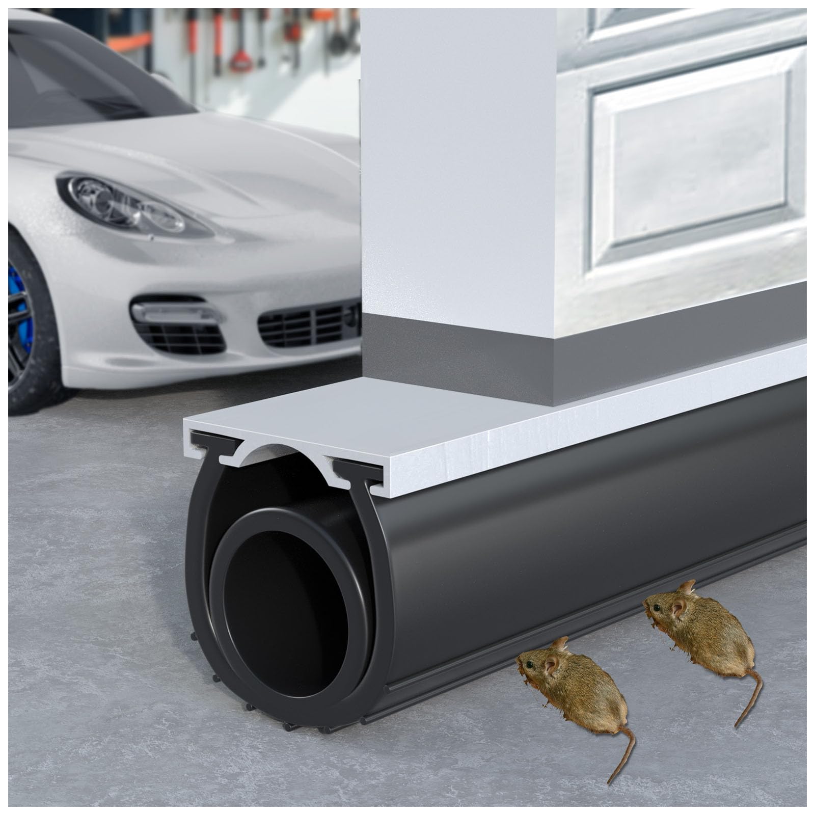 Hzetuu premium garage door bottom seal 16.5 ft blocks drafts and rain.