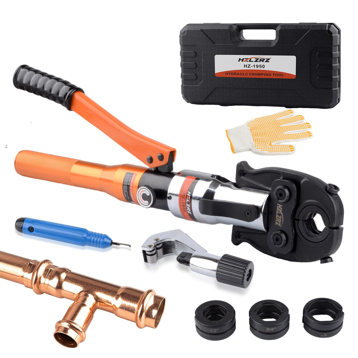 HZLZRZ ProPress Tool with 12inch jaw demonstrating precise copper pipe crimping