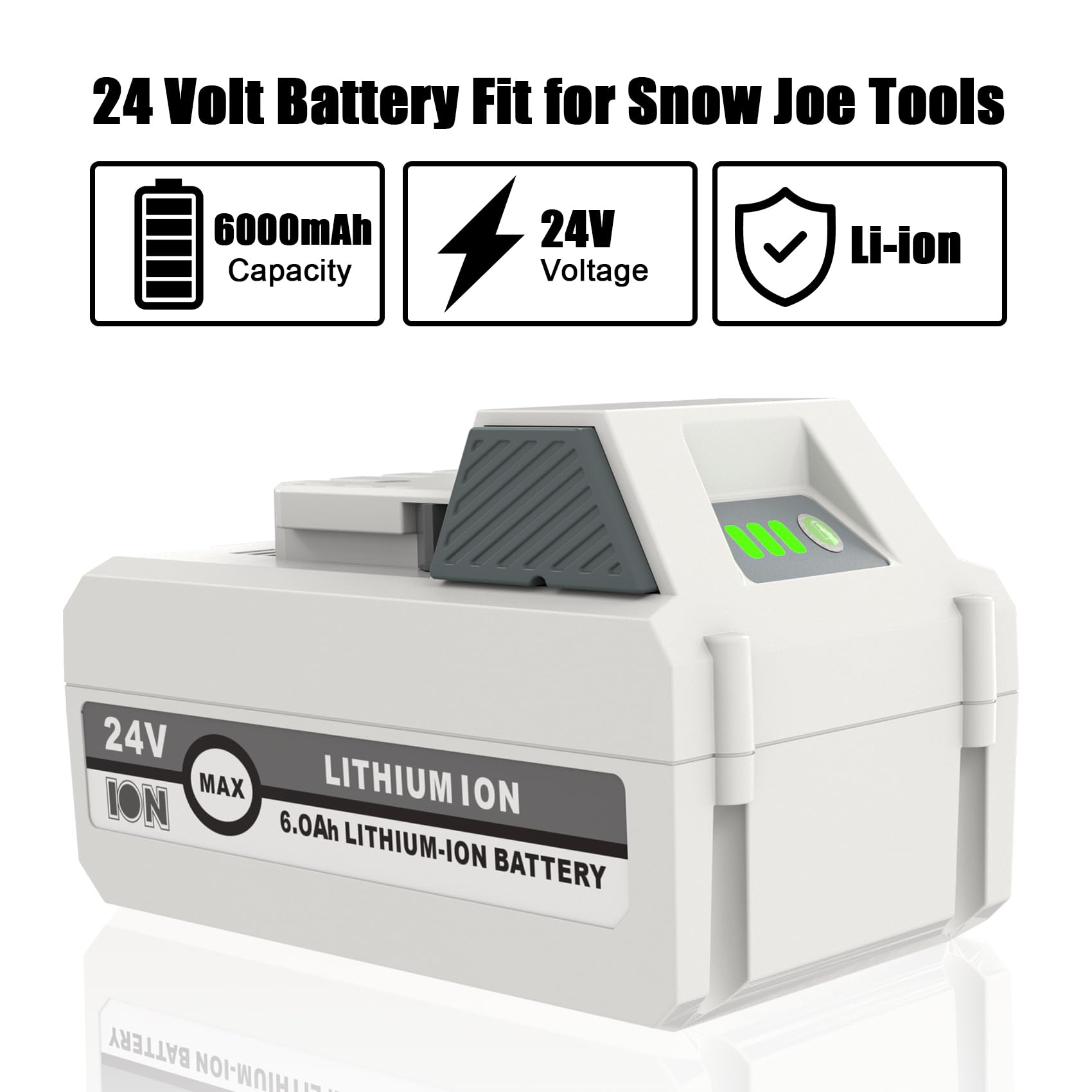i-Bateria 24V run-time demo highlighting 6.0Ah capacity.