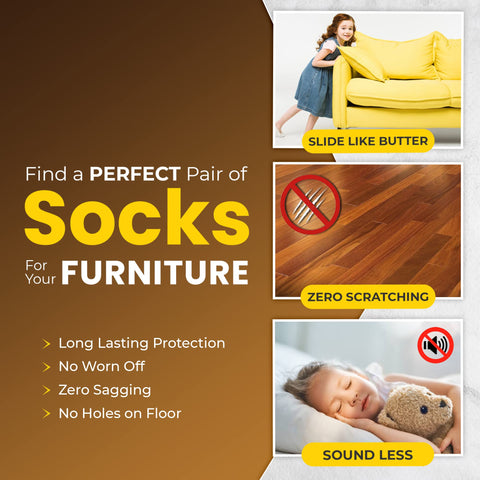 IAMZAY chair leg socks installed on round chair legs for smooth glide