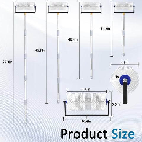 IAOVAW spike roller 77in extension pole extending reach for large areas.