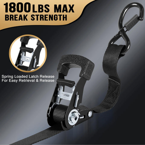 IAZZCO ratchet straps with reinforced safety hooks protect cargo and prevent scratches.