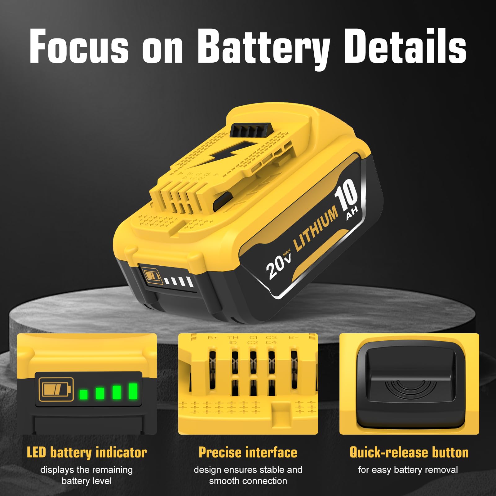 Ibanti 10Ah Li-ion battery close-up highlighting build quality
