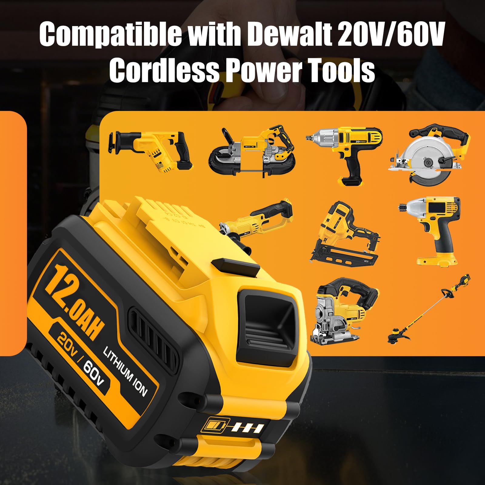 Ibanti 2-pack in use with 60V FlexVolt tools, seamless voltage switch