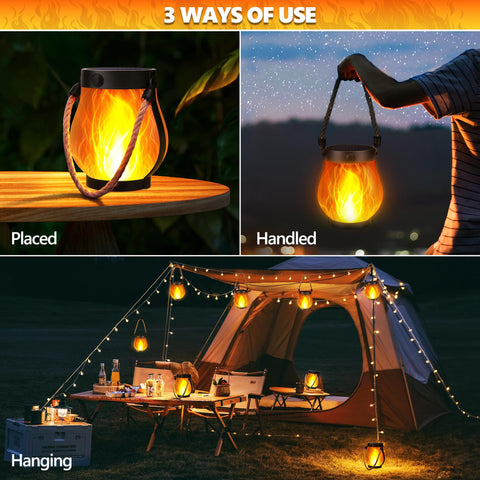 iBaycon lantern with hemp rope for easy hanging on porch or tree