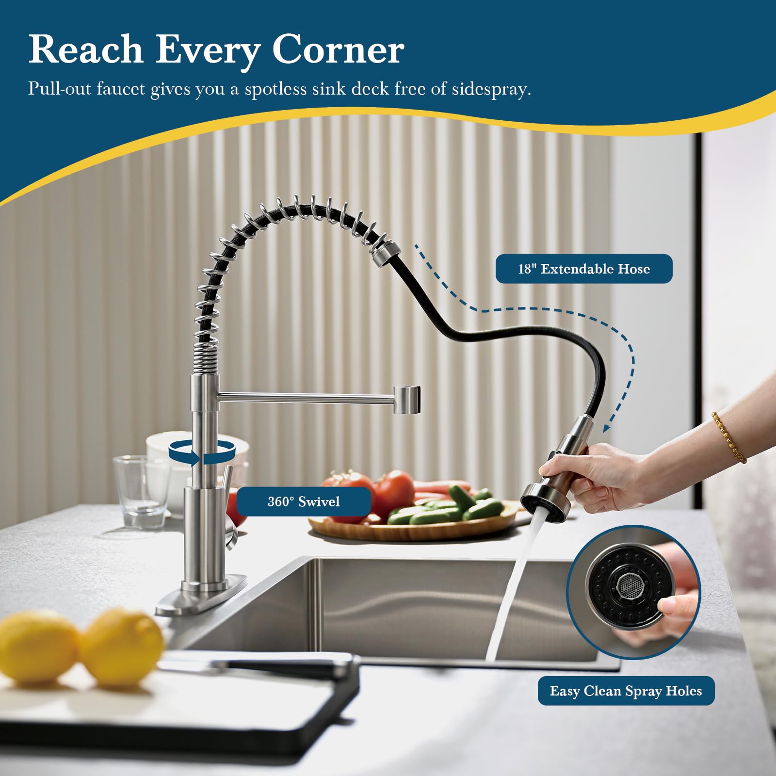 Ibergrif 18-inch spring hose extends reach for multitask cleaning