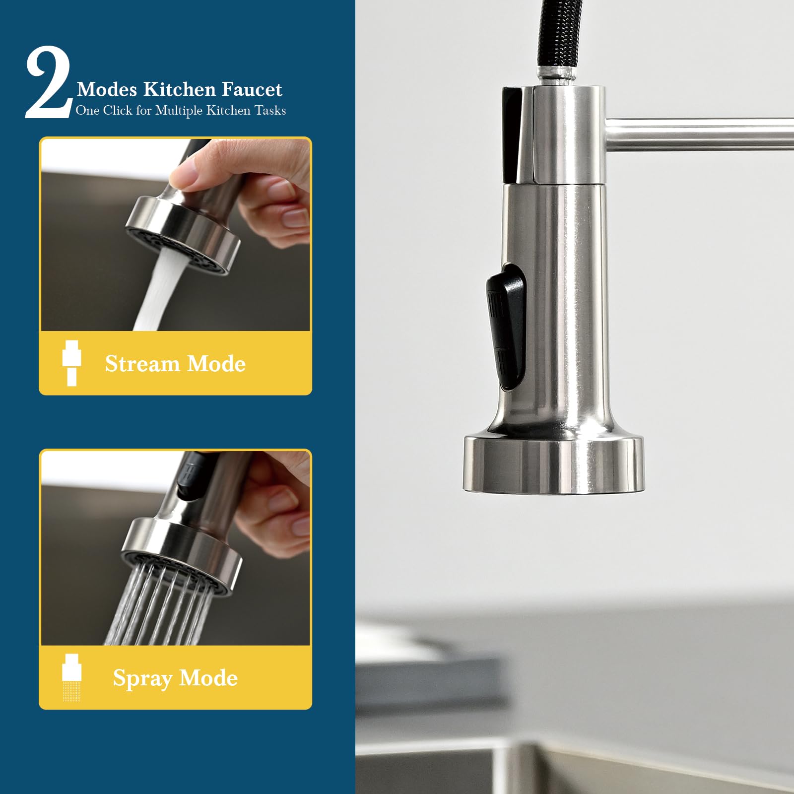 Ibergrif 360-degree swivel spout enables thorough rinsing around pots