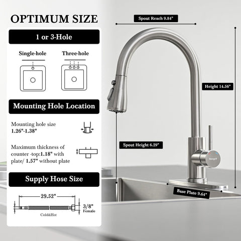 Ibergrif brushed nickel finish resists fingerprints and water spots for easy maintenance.