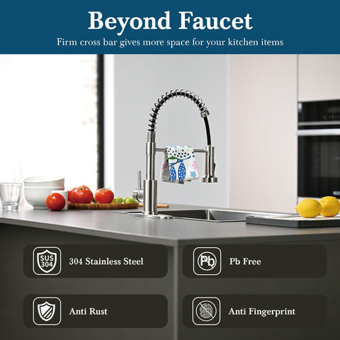 Ibergrif high-arc brushed nickel finish adds modern style and durability