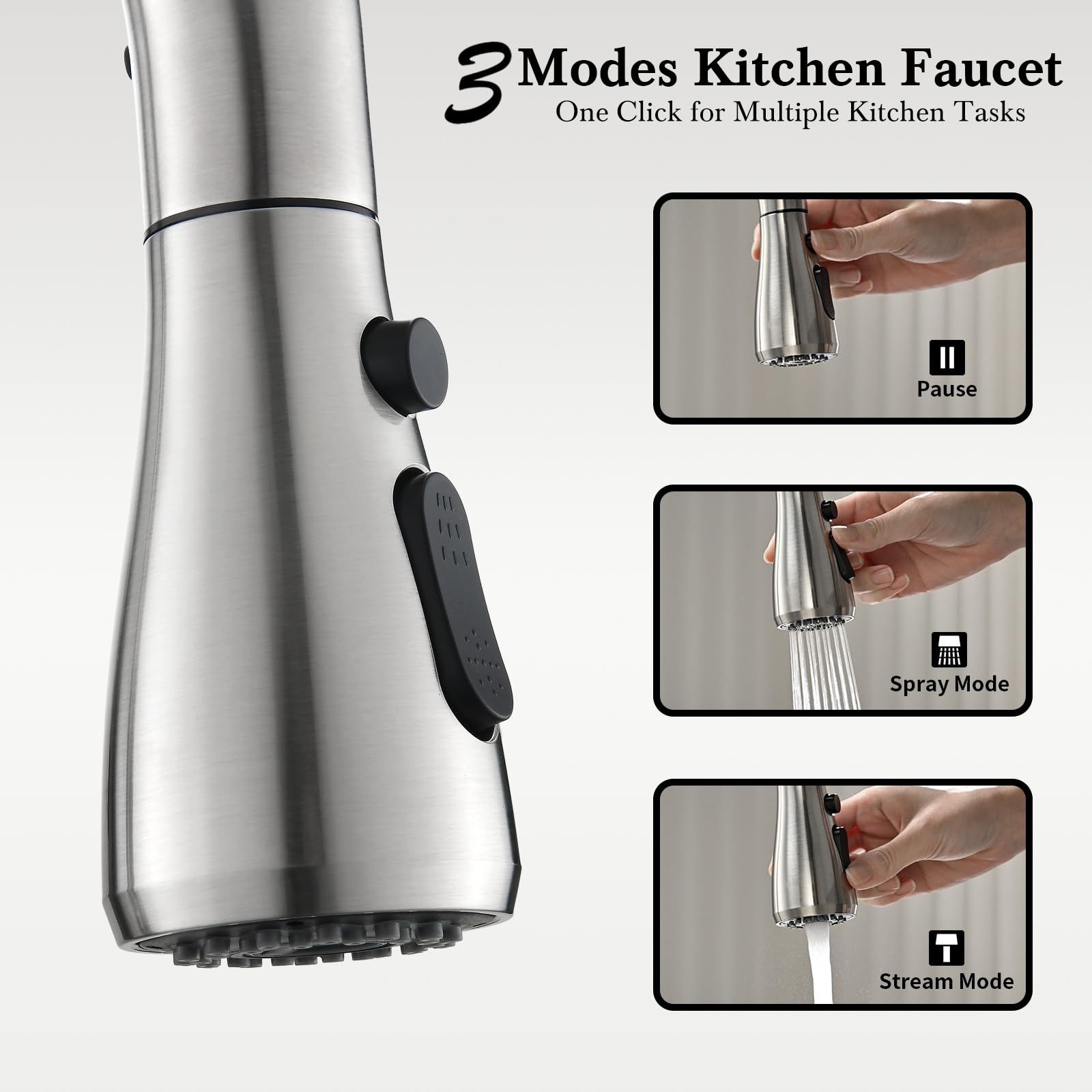 Ibergrif retractable hose extends reach for rinsing large pots and pans.