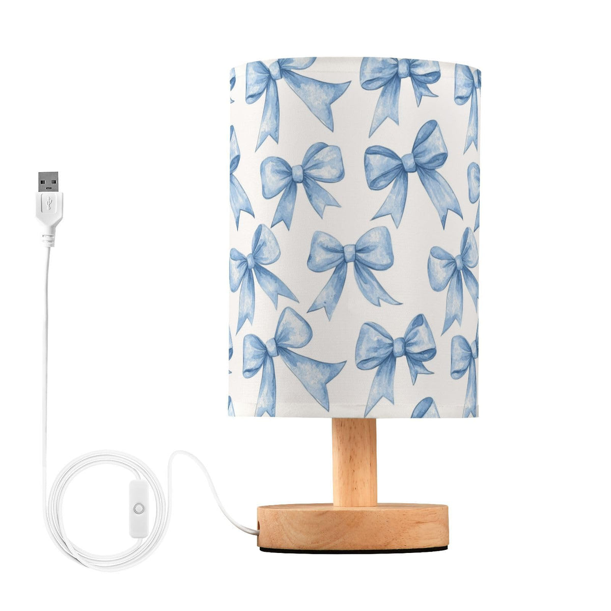 IBGIKWH bedside lamp with blue watercolor bow provides cozy reading light