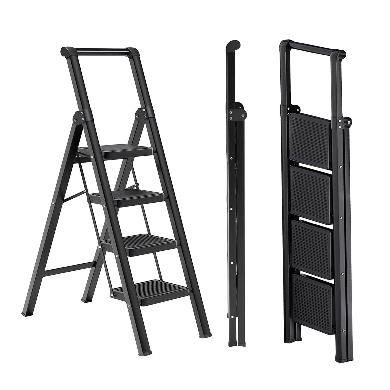 Ibihoeesoe 4-step ladder folded compact for easy storage and transport
