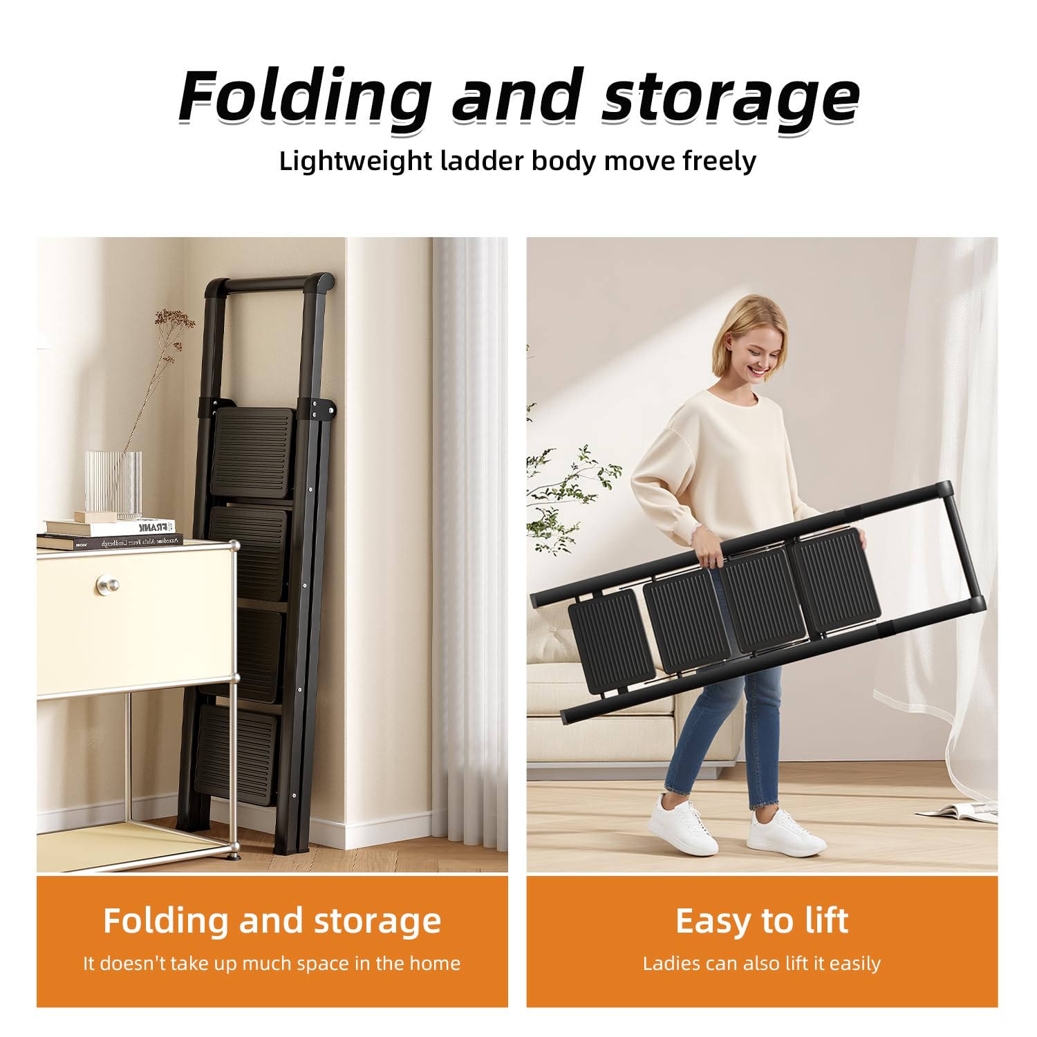 Ibihoeesoe 4-step ladder ideal for kitchen cabinets and garden tasks