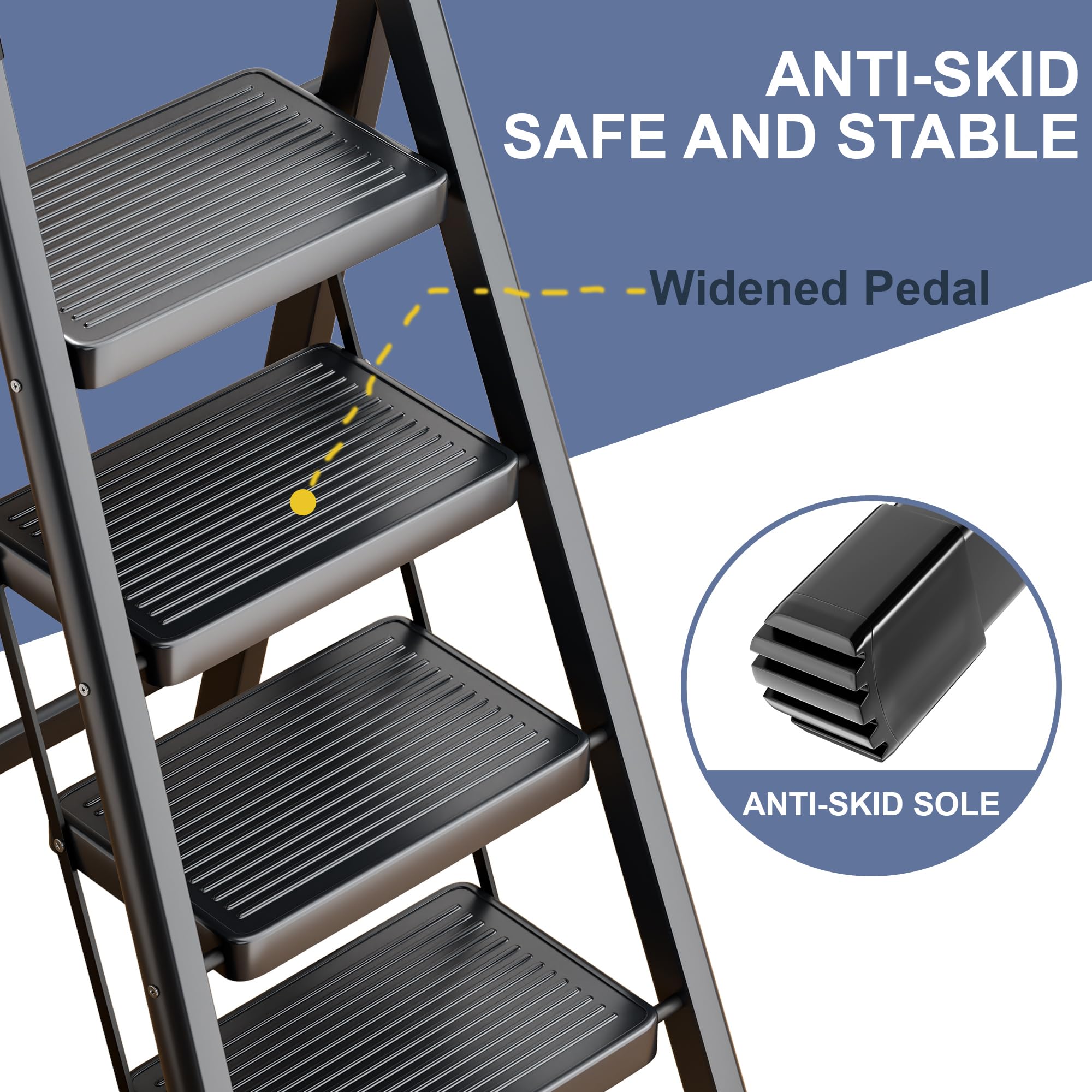 Ibihoeesoe heavy-duty ladder carbon steel for durable support.