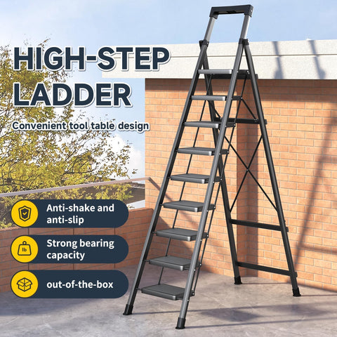 Ibihoeesoe sturdy ladder with rubber feet protects floors.