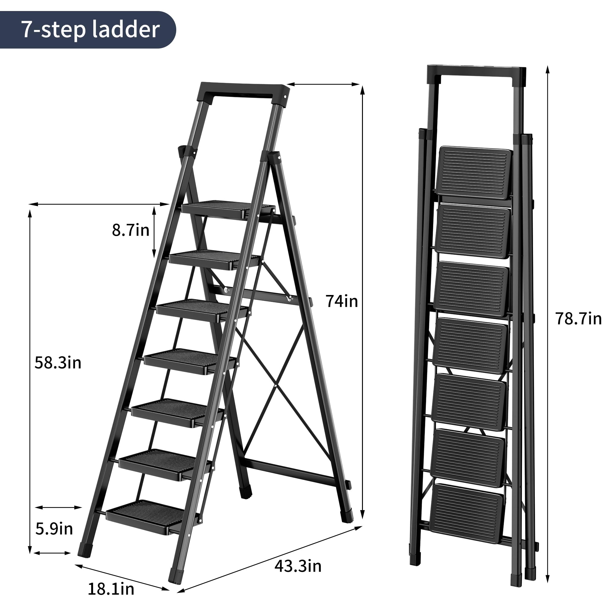 Ibihoeesoe step ladder with tool tray keeps items handy while you work.