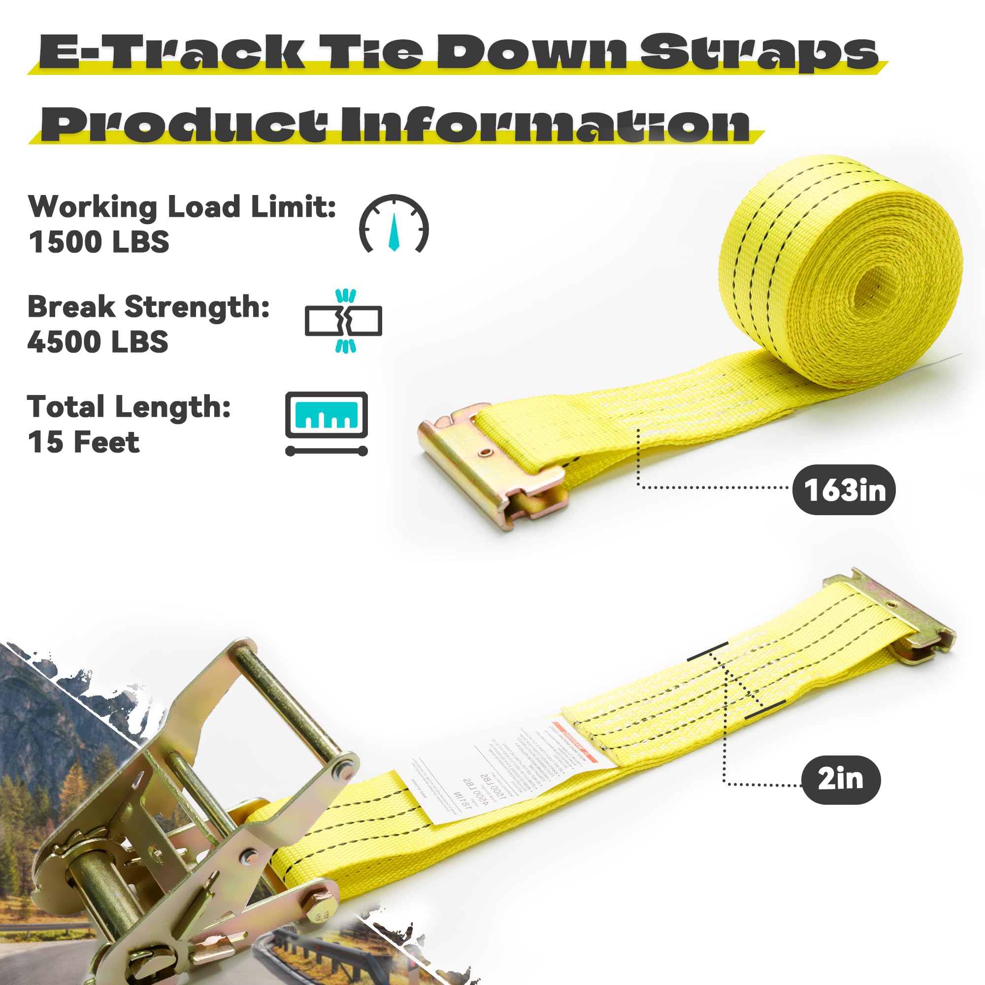 IBITION 2in tie down strap unrolled for versatile cargo securing
