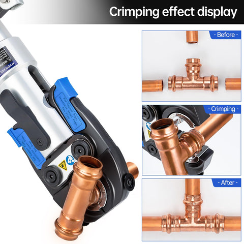 IBOSAD tool with three-quarter-inch jaw facilitates efficient crimps in tight spaces.