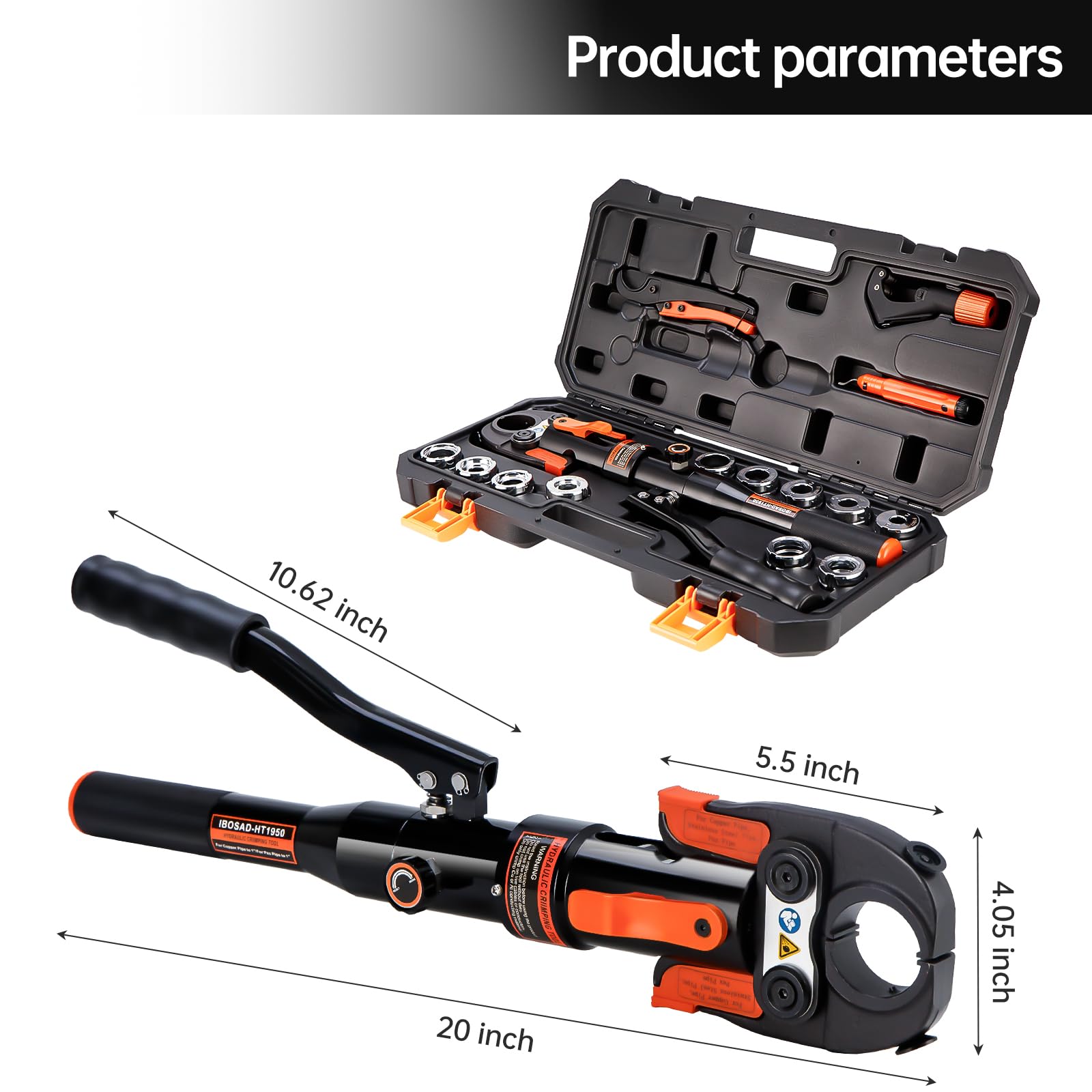 IBOSAD crimp tool with rotatable head supports flexible positioning
