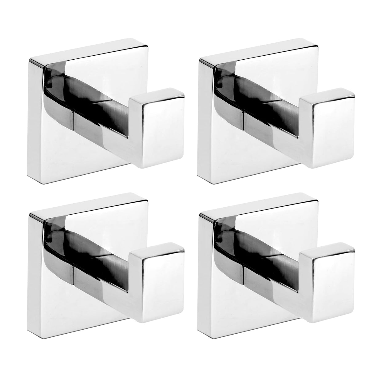 IBosins square polished chrome towel hooks on wall for bathroom organization.
