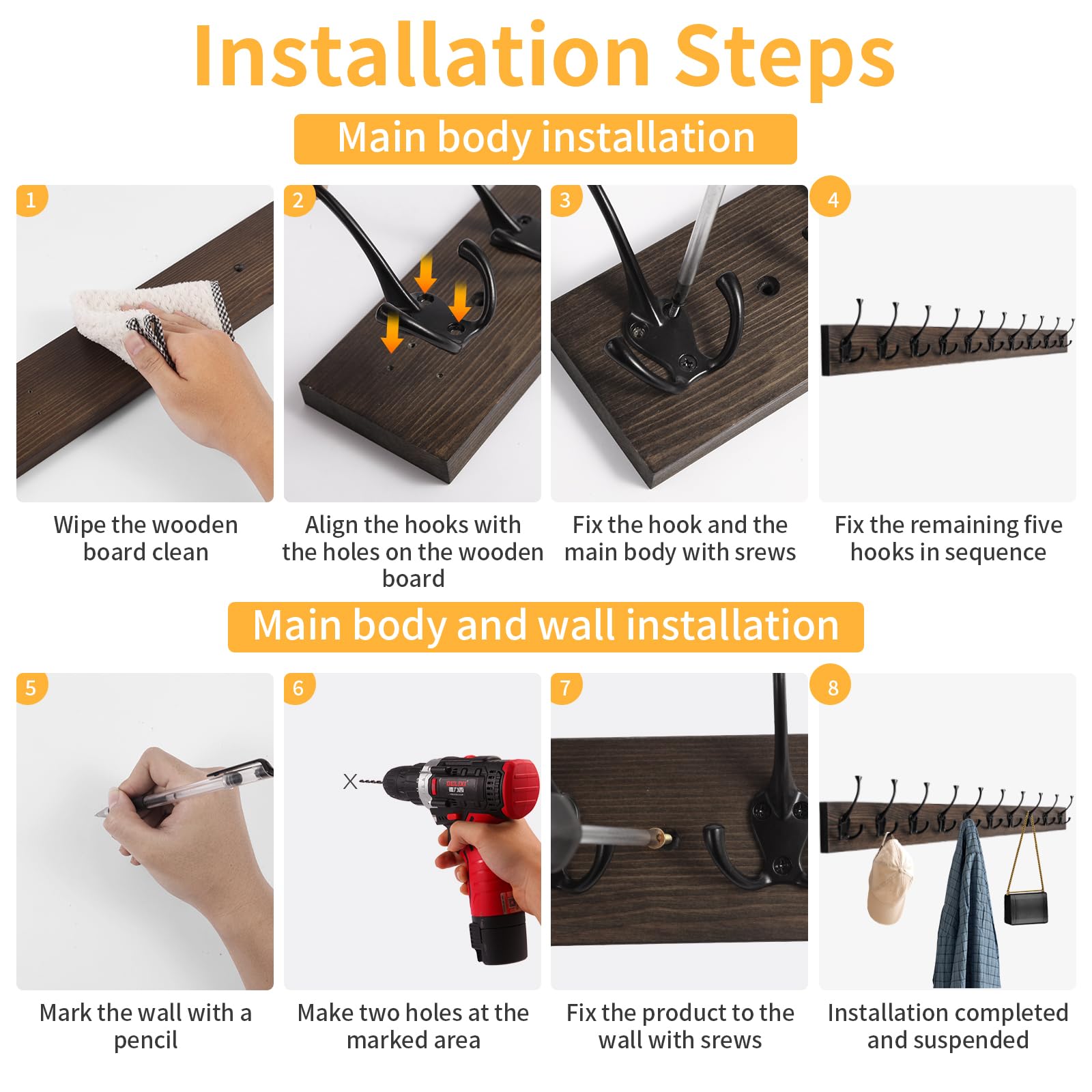 IBosins versatile wall rail for coats, scarves, towels, and umbrellas
