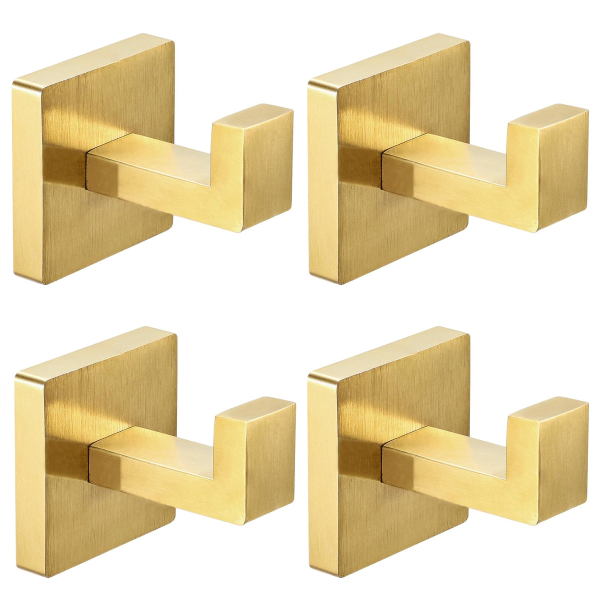 IBosins square brushed gold hooks set on wall for stylish organization.