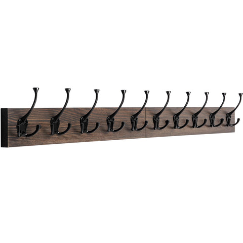 IBosins wall-mounted coat rack with 10 hooks for organized entryways and living rooms