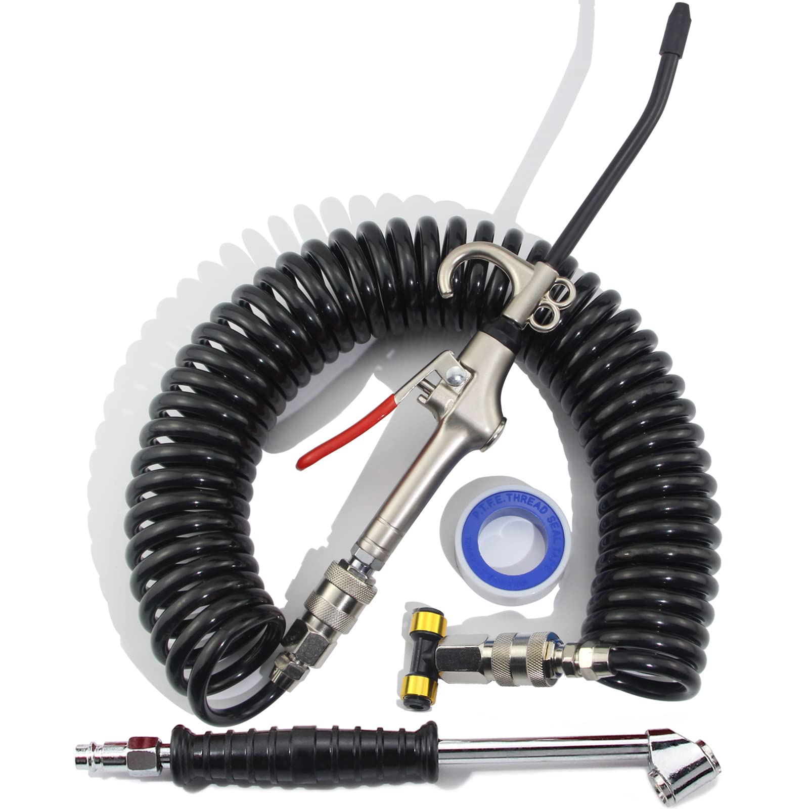 iBroPrat Air Blow Gun Kit with long coil enables easy access around a semi truck.