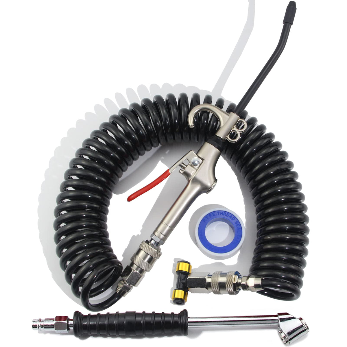 iBroPrat Air Blow Gun Kit with long coil enables easy access around a semi truck.