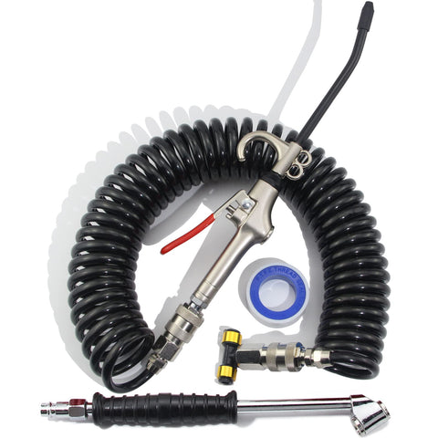 iBroPrat Air Blow Gun Kit with long coil enables easy access around a semi truck.